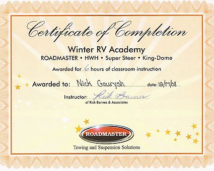 RV certified mobile repair